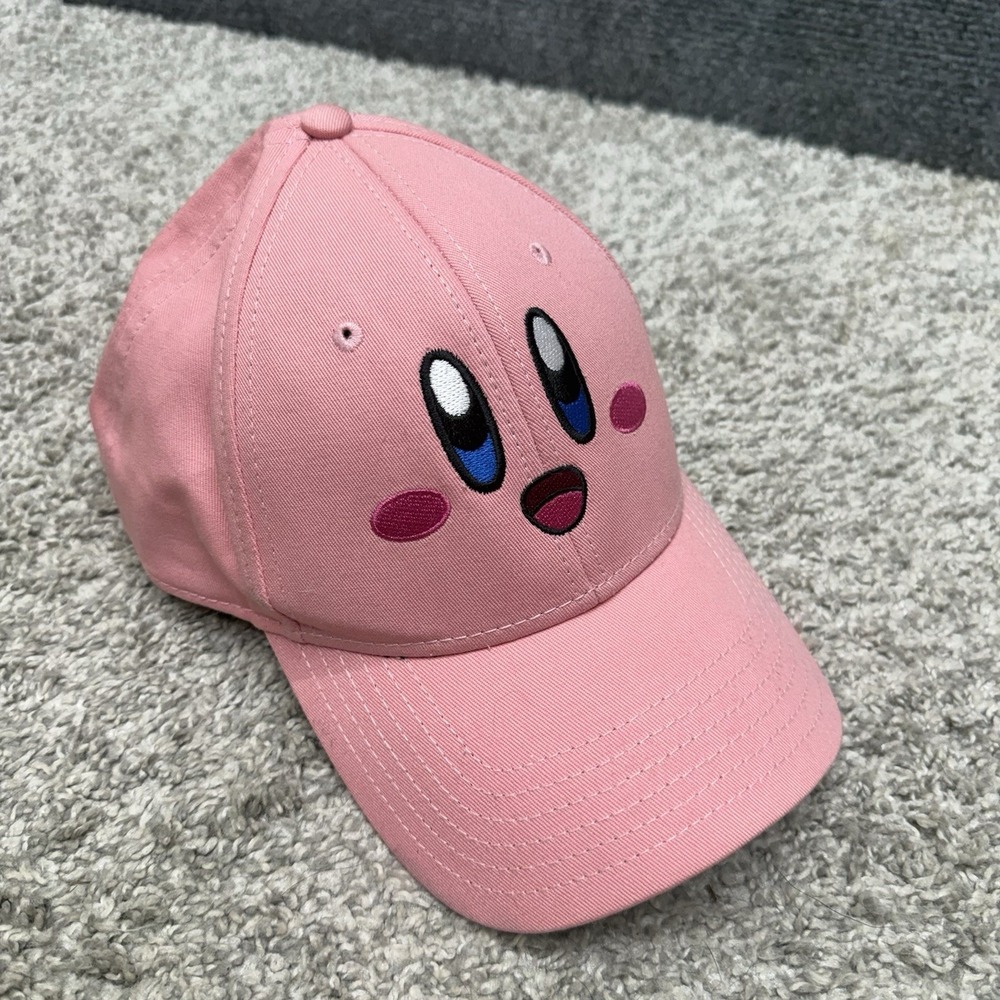 Kirby Nintendo pink snapback hat cap embroidered adjustable